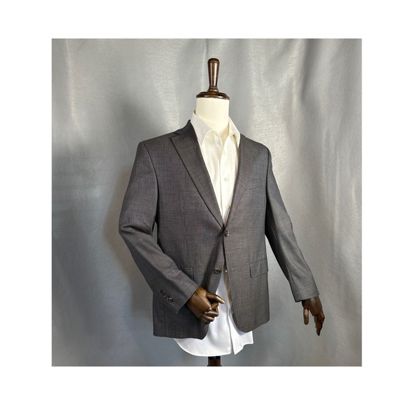 Cremieux Loro Piana Wool Blazer Size 40 S Gray Two Button Houndstooth Jacket EUC